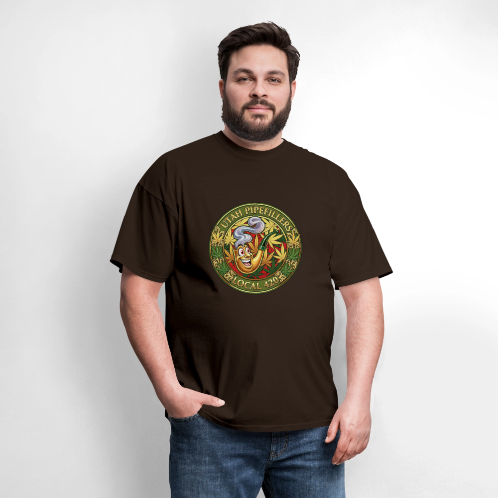 UTAH PIPEFILLERS LOCAL 420 F/B DESIGN Men's T-Shirt - brown