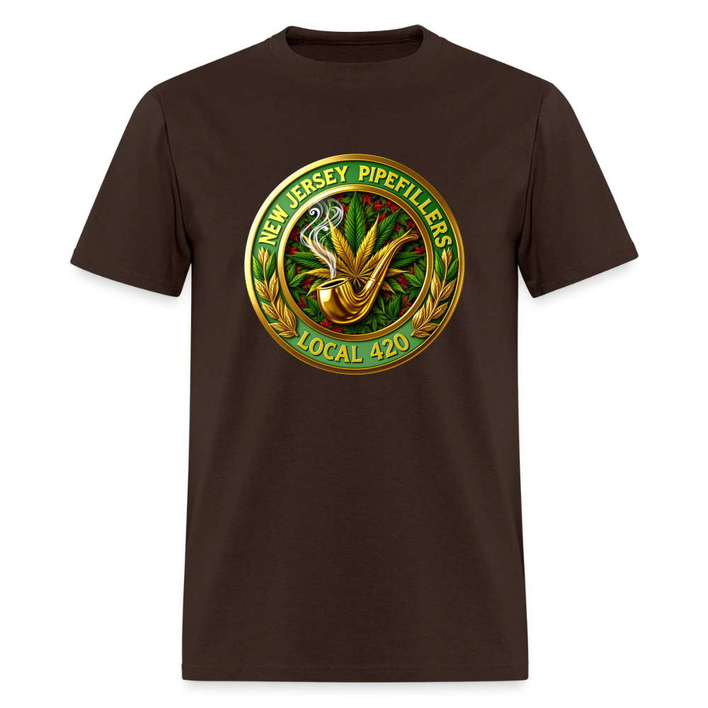 NEW JERSEY PIPEFILLERS LOCAL 420 F/B DESIGN Men's T-Shirt - brown