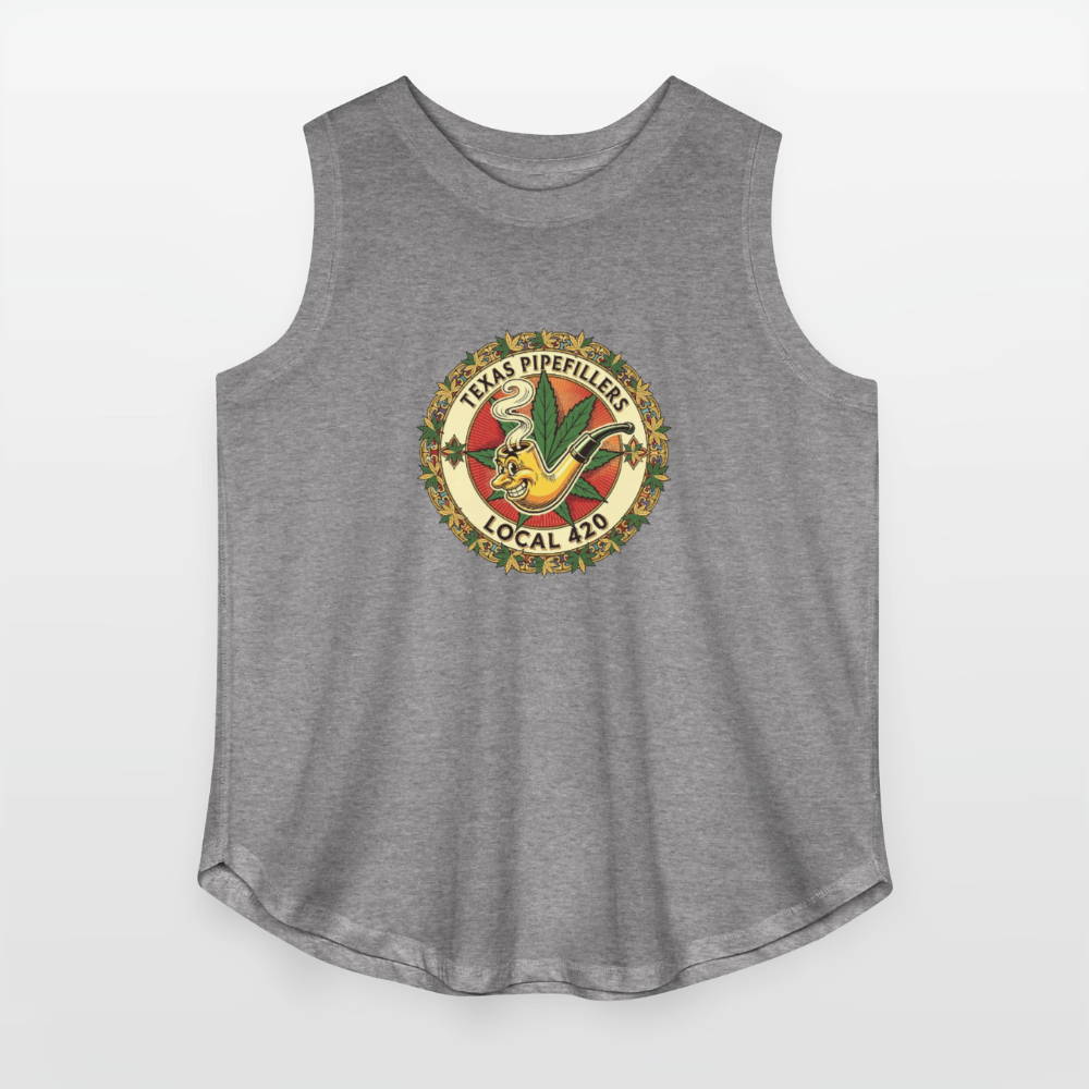TEXAS PIPEFILLERS LOCAL 420 Women's Curvy Relaxed Tank Top - granite heather 