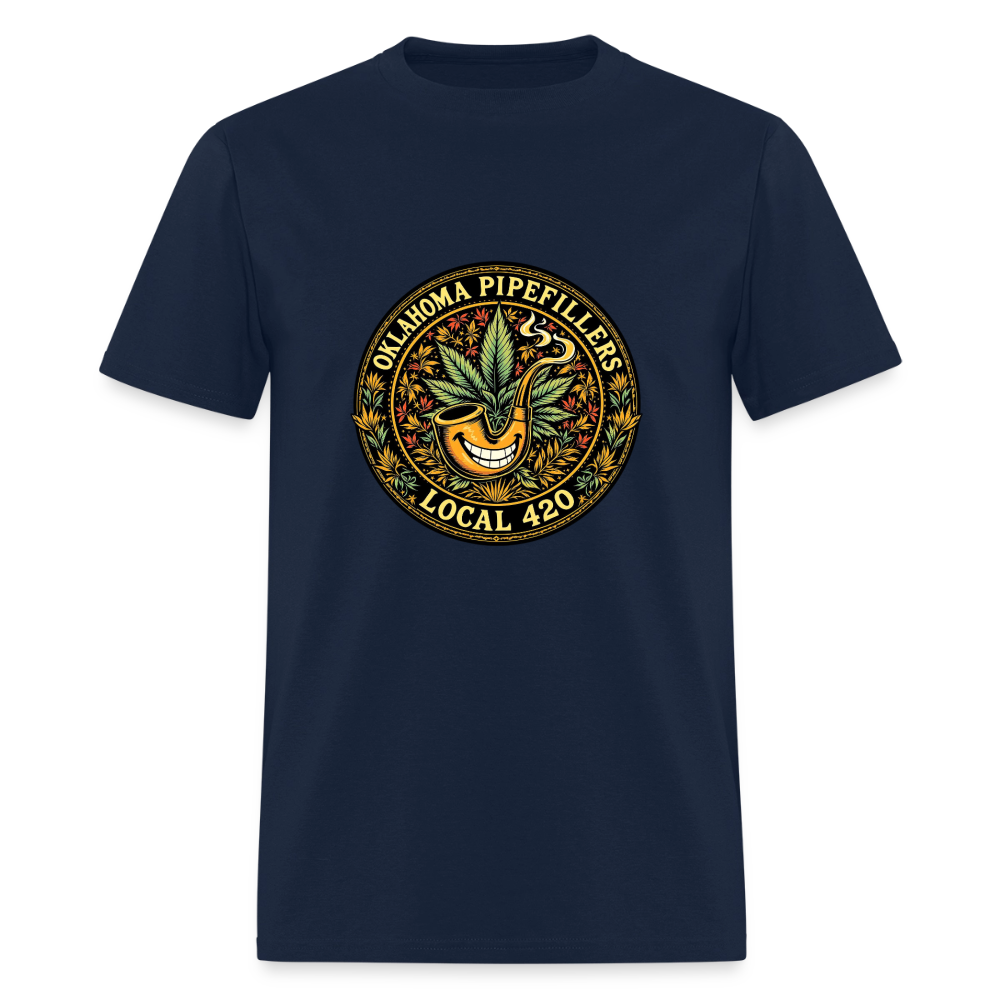 OKLAOMA PIPEFILLERS LOCAL 420  Men's T-Shirt - navy