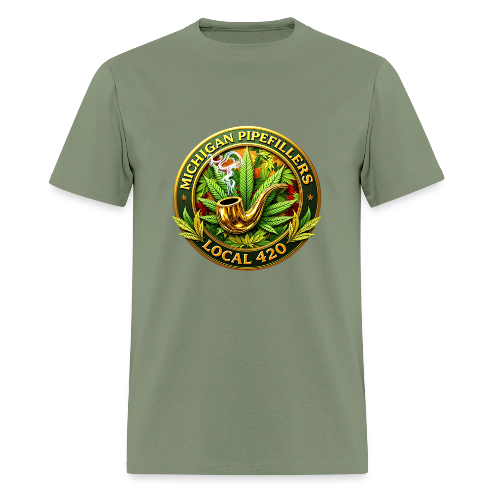 MICHIGAN PIPEFILLERS LOCAL 420 F/B DESIGN Men's T-Shirt - military green