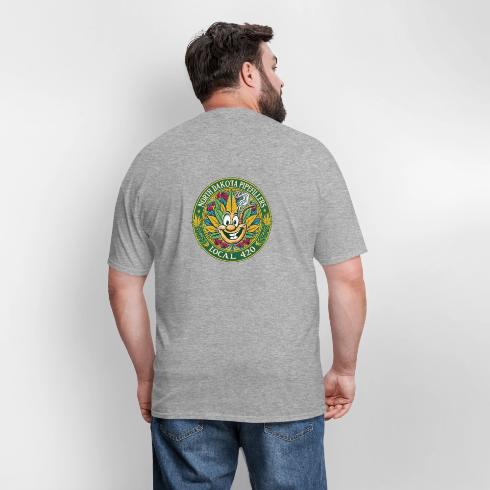 NORTH DAKOTA PIPEFILLERS LOCAL 420 F/B 2 DESIGNS Men's T-Shirt - heather gray