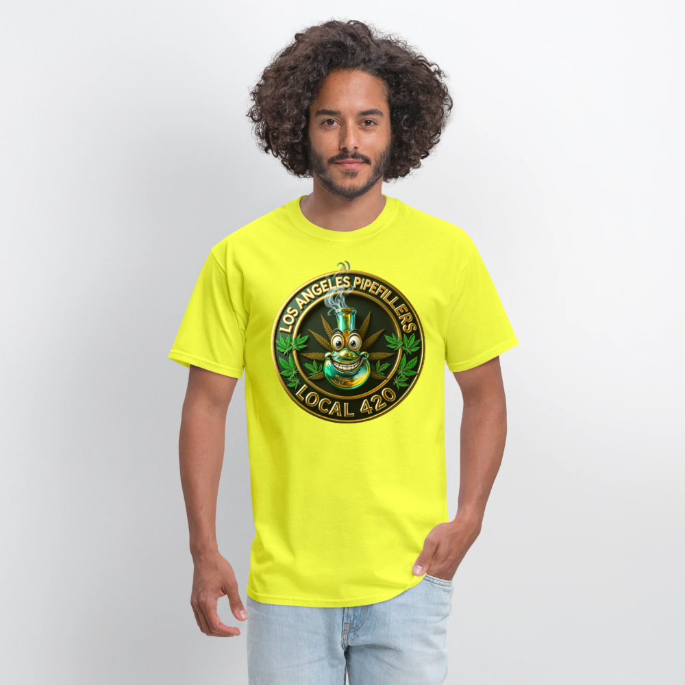 LOS ANGLES PIPEFILLERS LOCAL 420 Men's T-Shirt - safety green