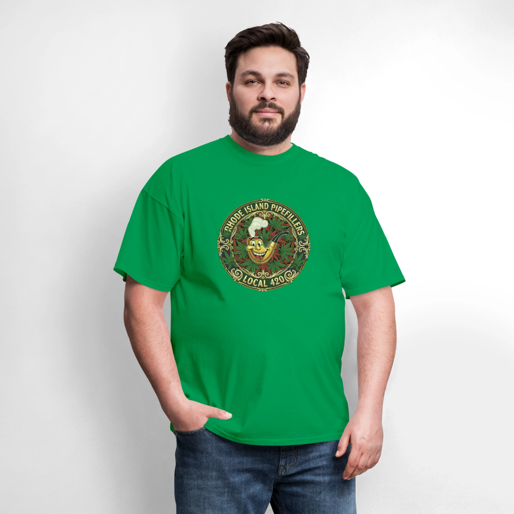 TEXAS PIPEFILLERS LOCAL 420 Men's T-Shirt - bright green