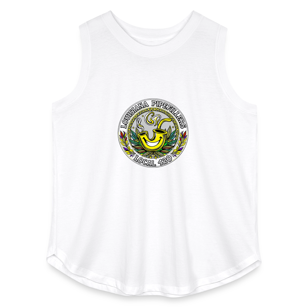 LOUISIANA PIPEFILLERS LOCAL 420 Women's Curvy Relaxed Tank Top - white