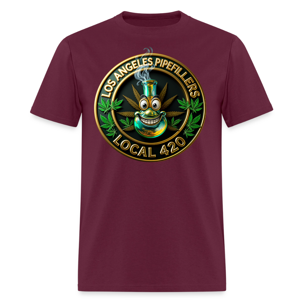 LOS ANGELES PIPEFILLERS LOCAL 420  Men's T-Shirt - burgundy