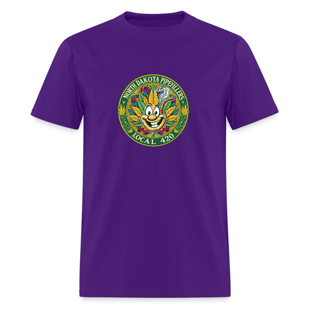 NORTH DAKOTA PIPEFILLERS LOCAL 420 F/B 2 DESIGNS Men's T-Shirt - purple