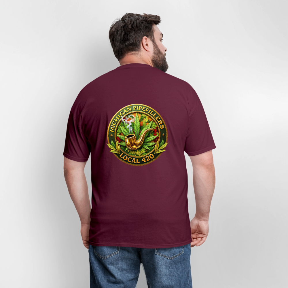 MICHIGAN PIPEFILLERS LOCAL 420 F/B DESIGN Men's T-Shirt - burgundy