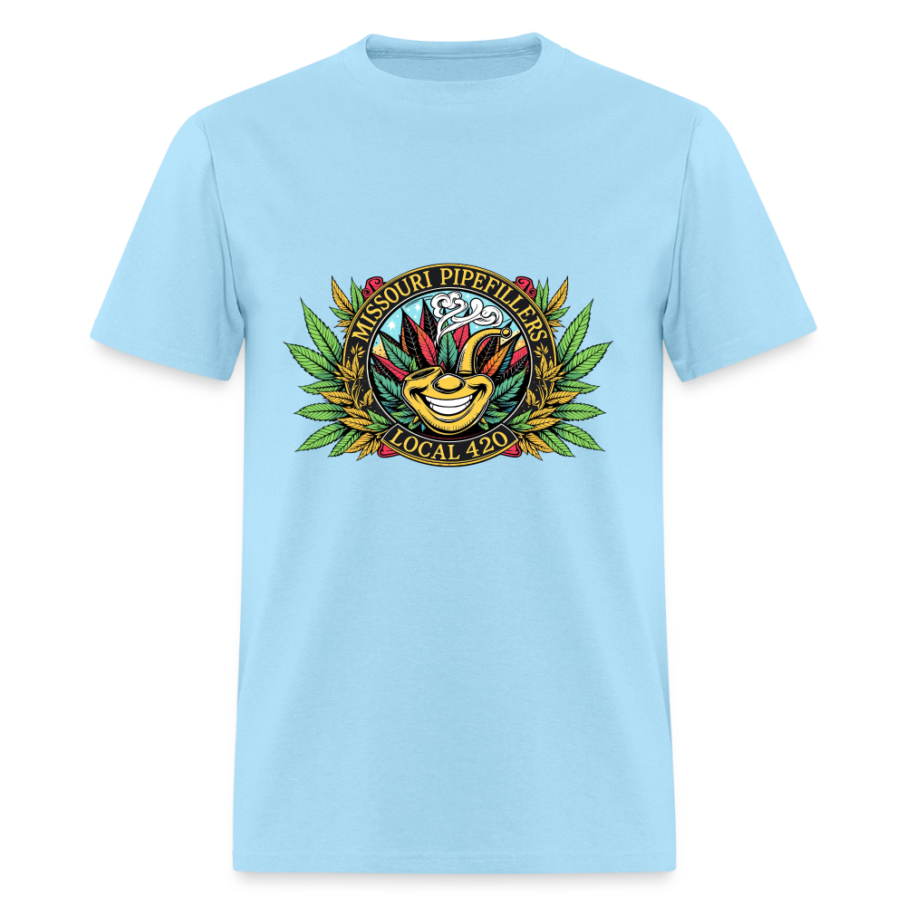 MISSOURI PIPEFILLERS LOCAL 420  F/B DESIGNS  Men's T-Shirt - powder blue