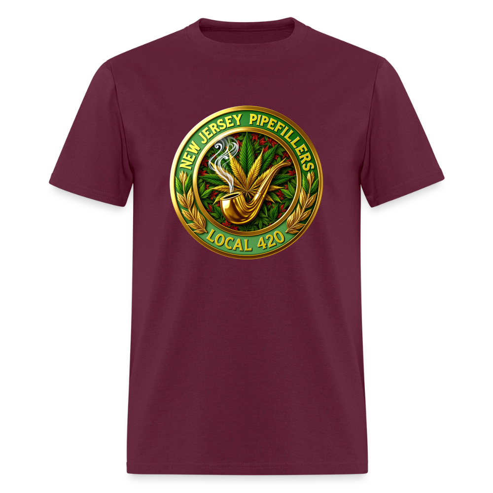 NEW JERSEY PIPEFILLERS LOCAL 420 Men's T-Shirt - burgundy