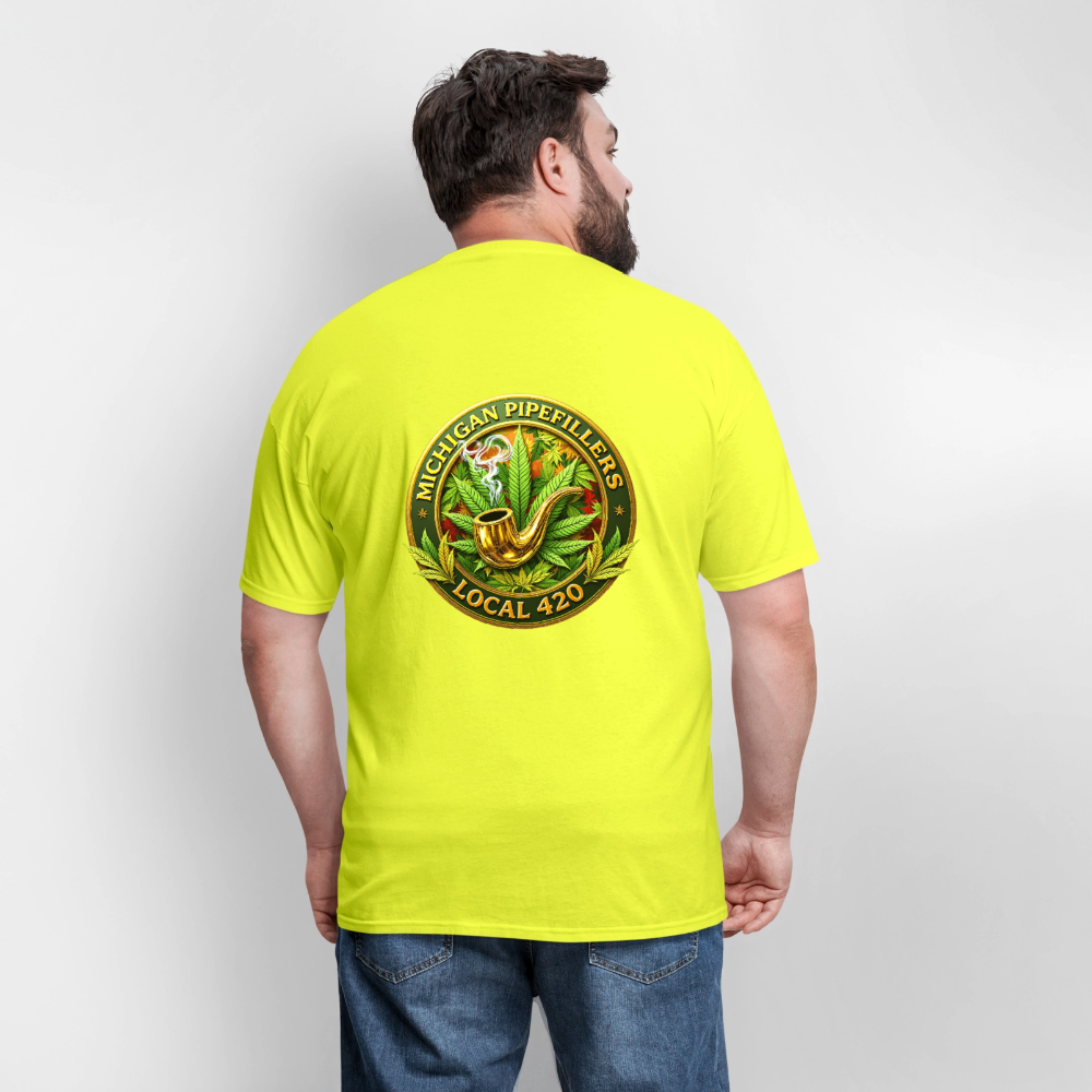 MICHIGAN PIPEFILLERS LOCAL 420 F/B DESIGN Men's T-Shirt - safety green