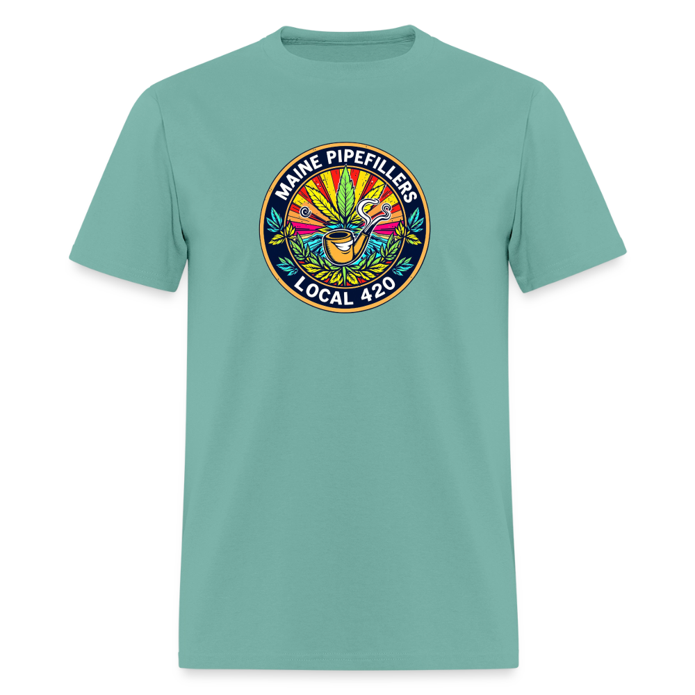 MAINE PIPEFILLERS LOCAL 420 2 EMBLEM Men's T-Shirt - aquatic
