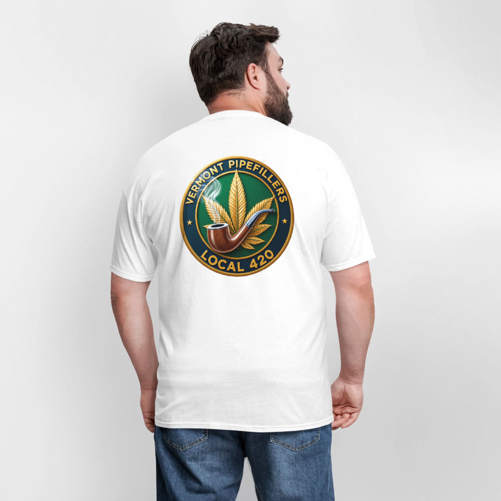 VERMONT PIPEFILLERS LOCAL 420 2 EMBLEM Men's T-Shirt - white
