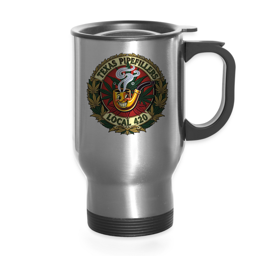 TEXAS PIPEFILLERS LOCAL 420 14oz Stainless Stel Travel Mug - silver