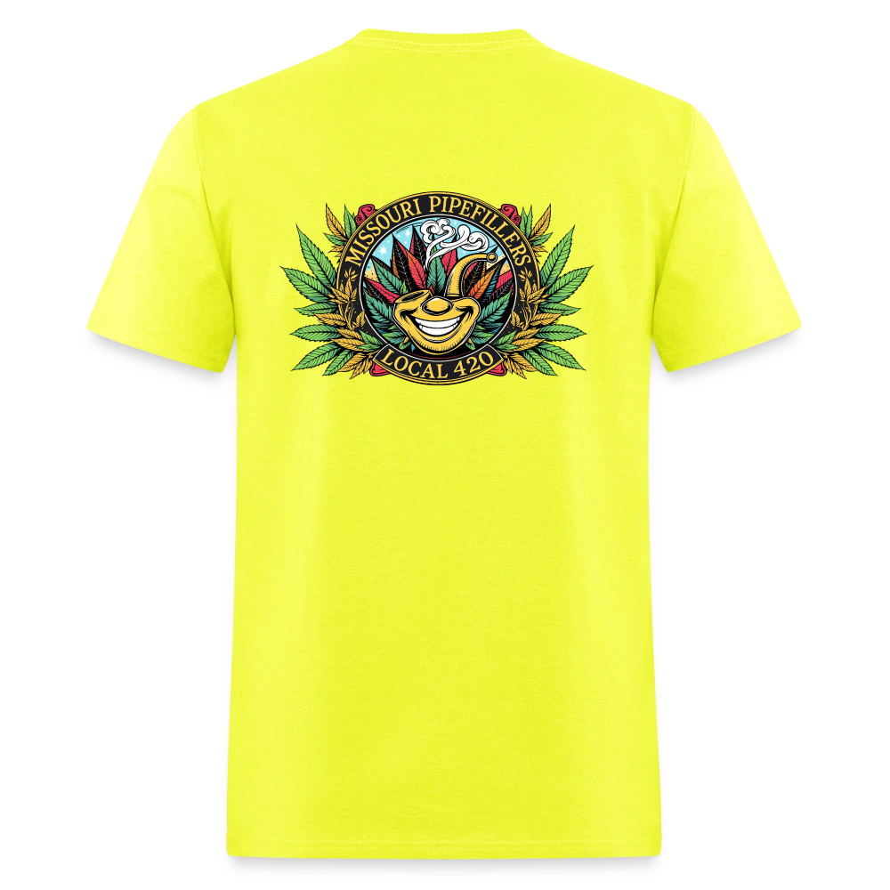 MISSOURI PIPEFILLERS LOCAL 420  F/B DESIGNS  Men's T-Shirt - safety green