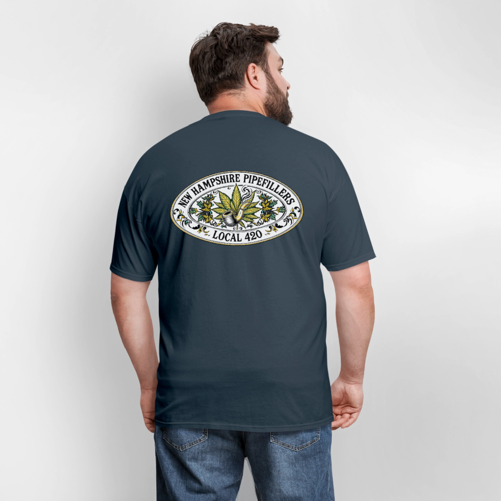 NEW HAMPSHIRE PIPEFILLERS LOCAL 420 2 EMBLEM Men's T-Shirt -  blue dusk