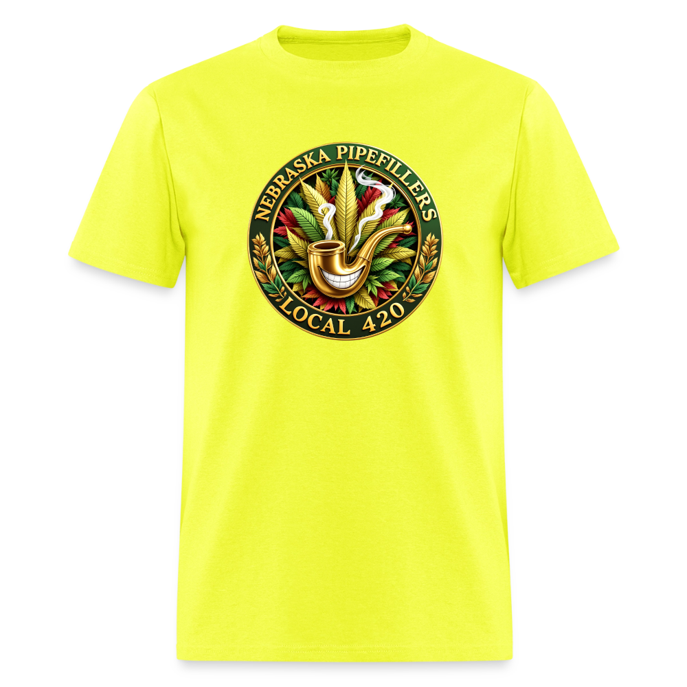 NEBRASKA PIPEFILLERS LOCAL 420 F/B DESIGNS Men's T-Shirt - safety green