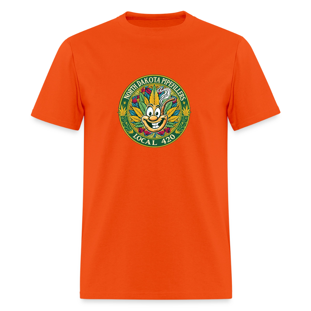 NORTH DAKOTA PIPEFILLERS LOCAL 420 F/B 2 DESIGNS Men's T-Shirt - orange