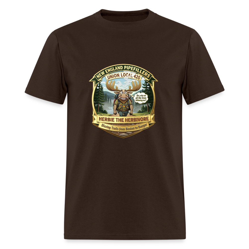 NEW ENGLAND PIPEFILLERS UNION LOCAL 420 "HERBIE THE HERBIVORE" Men's T-Shirt - brown