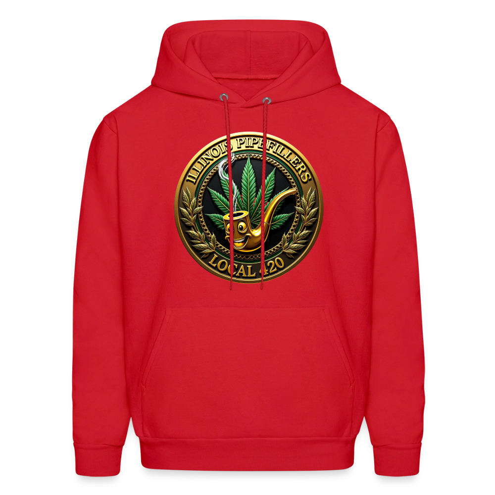 ILLINOIS PIPEFILLERS LOCAL 420 F/B EMBLEMS Men's Hoodie - red