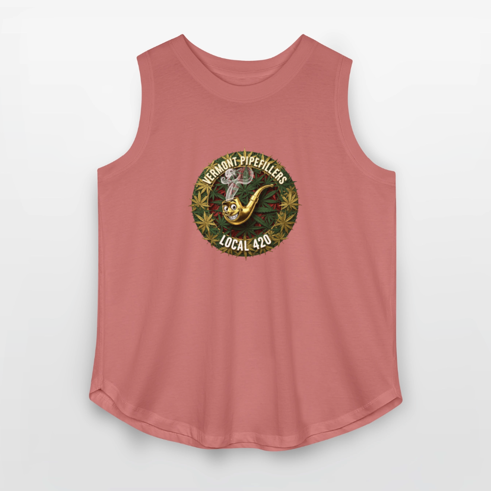 VERMONT PIPEFILLERS LOCAL 420 Women's Curvy Relaxed Tank Top - mauve