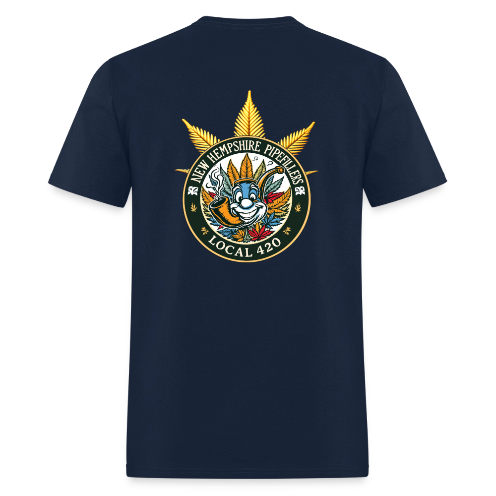 NEW HEMPshire PIPEFILLERS LOCAL 420 F/B DESIGN Men's T-Shirt - navy