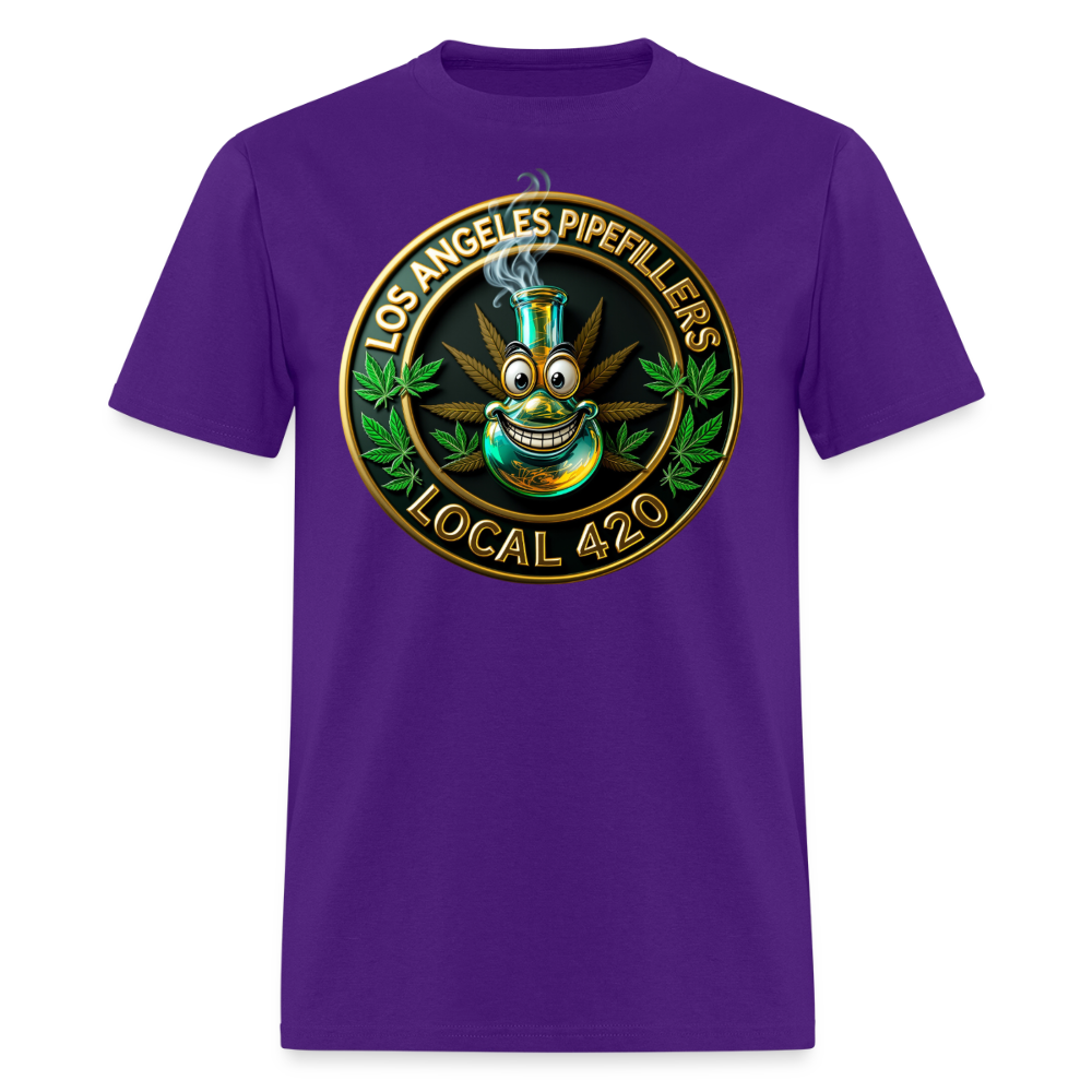 LOS ANGELES PIPEFILLERS LOCAL 420 F/B DESIGNS Men's T-Shirt - purple