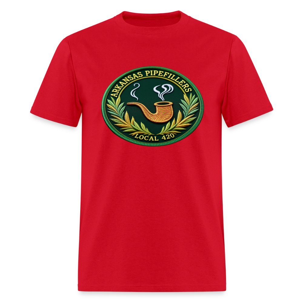 ARKANSAS PIPEFILLERS LOCAL 420 F/B EMBLEMS  Men's T-Shirt - red