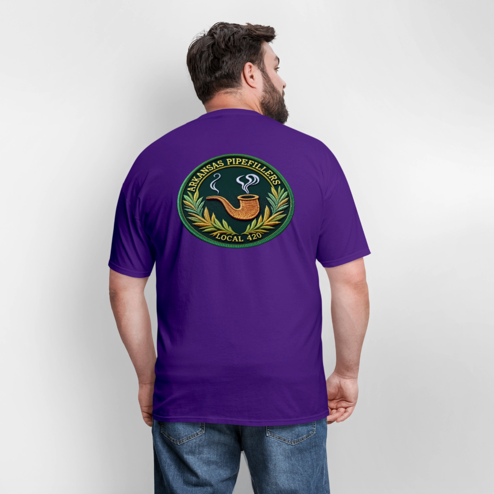 ARKANSAS PIPEFILLERS LOCAL 420 F/B EMBLEMS  Men's T-Shirt - purple