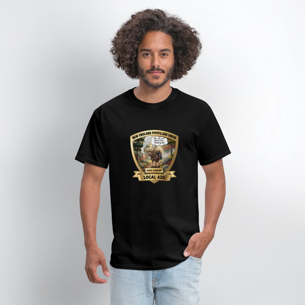 NEW ENGLAND PIPEFILLERS LOCAL 420 HERBIE HERBIVORE Men's T-Shirt - black