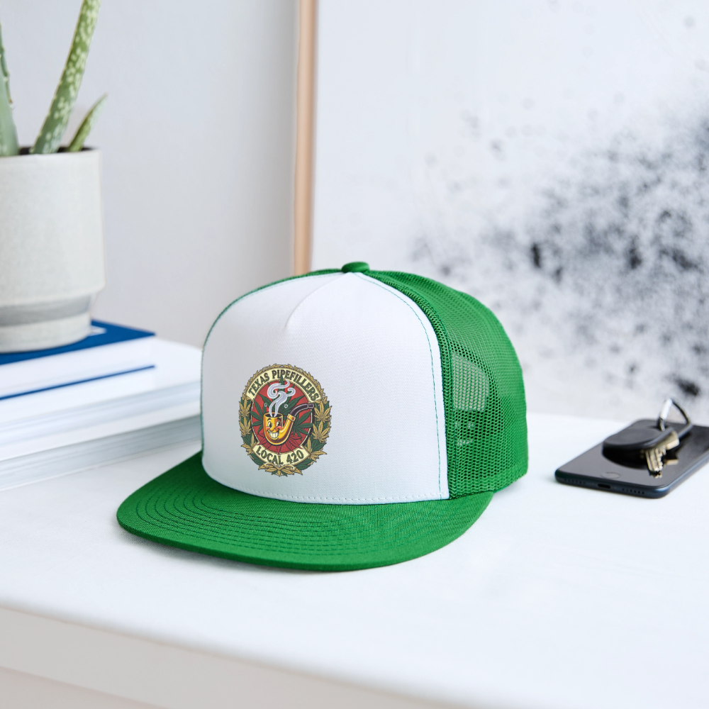 TEXAS PIPEFILLERS LOCAL 420 Trucker Hat - white/kelly green