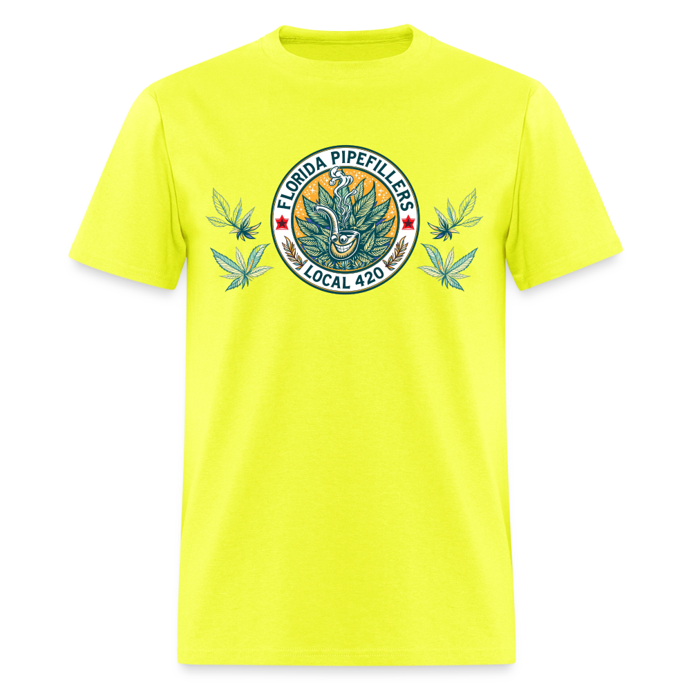 FLORIDA PIPEFILLERS LOCAL 420 F/B DESIGN Men's T-Shirt - safety green
