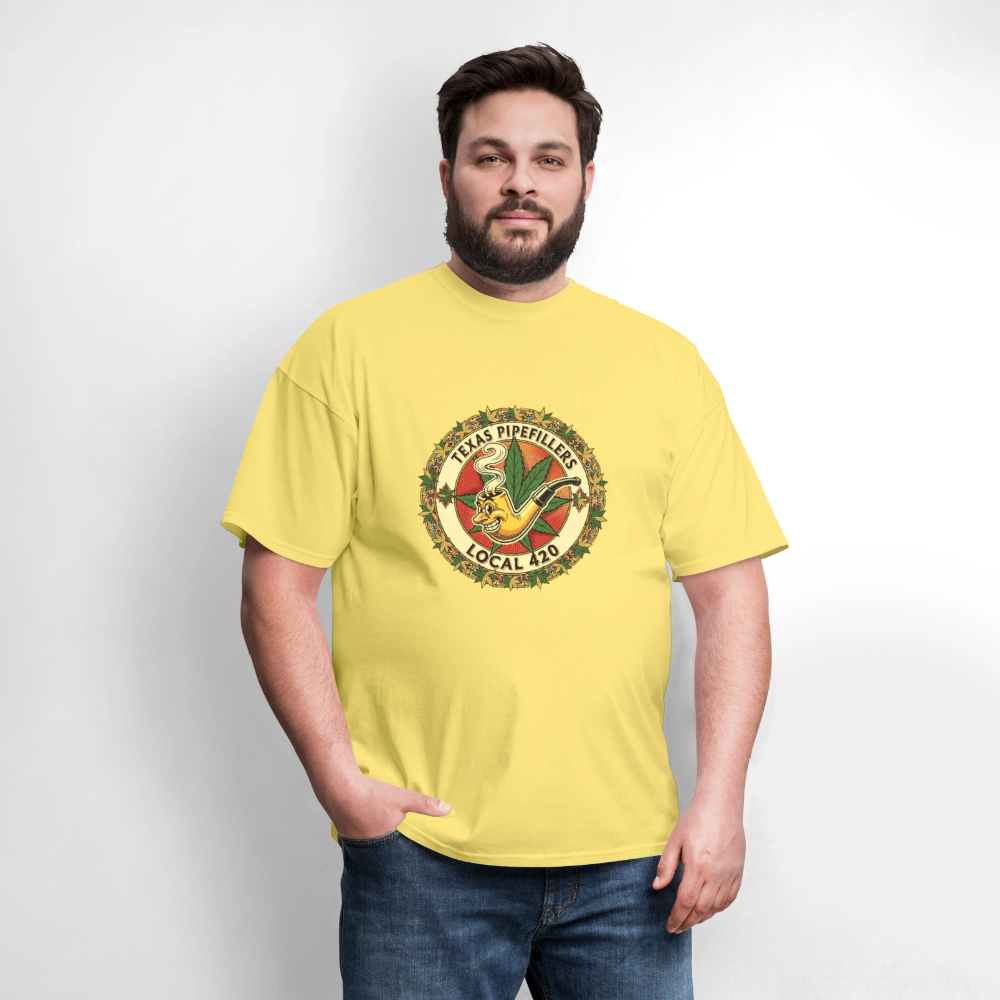 TEXAS PIPEFILLERS LOCAL 420 F/B DESIGN Men's T-Shirt - cornsilk
