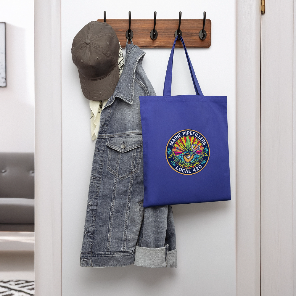 MAINE PIPEFILLERS LOCAL 420 Tote Bag - royal blue