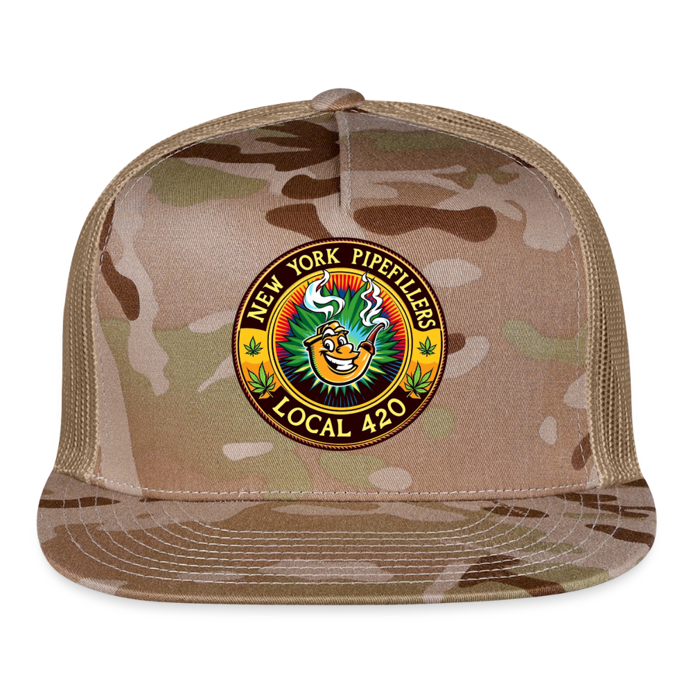 NEW YORK PIPEFILLERS LOCAL 420 CAMO Trucker Hat - MultiCam\tan