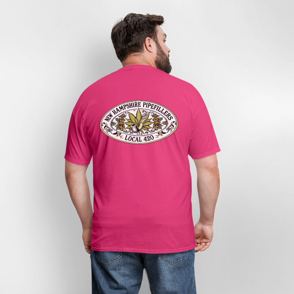 NEW HAMPSHIRE PIPEFILLERS LOCAL 420 2 EMBLEM Men's T-Shirt - fuchsia