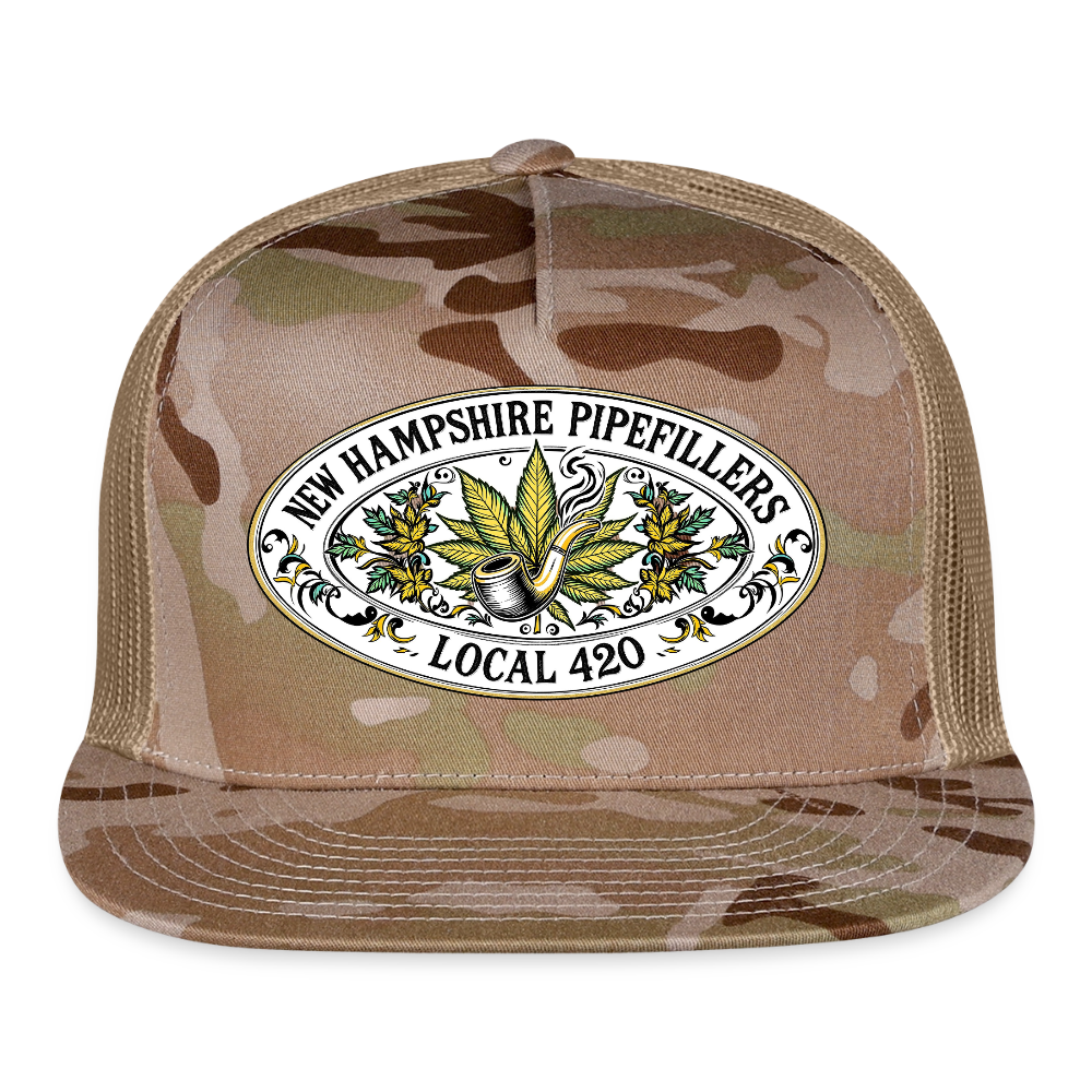 NEW HAMPSHIRE PIPEFILLERS LOCAL 420 Trucker Hat - MultiCam\tan