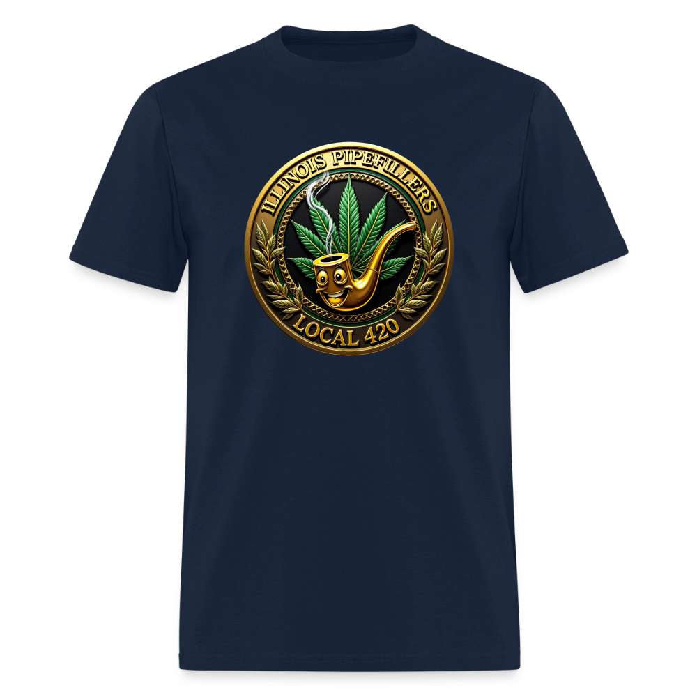 ILLINOIS PIPEFILLERS LOCAL 420 F/B EMBLEMS Men's T-Shirt - navy