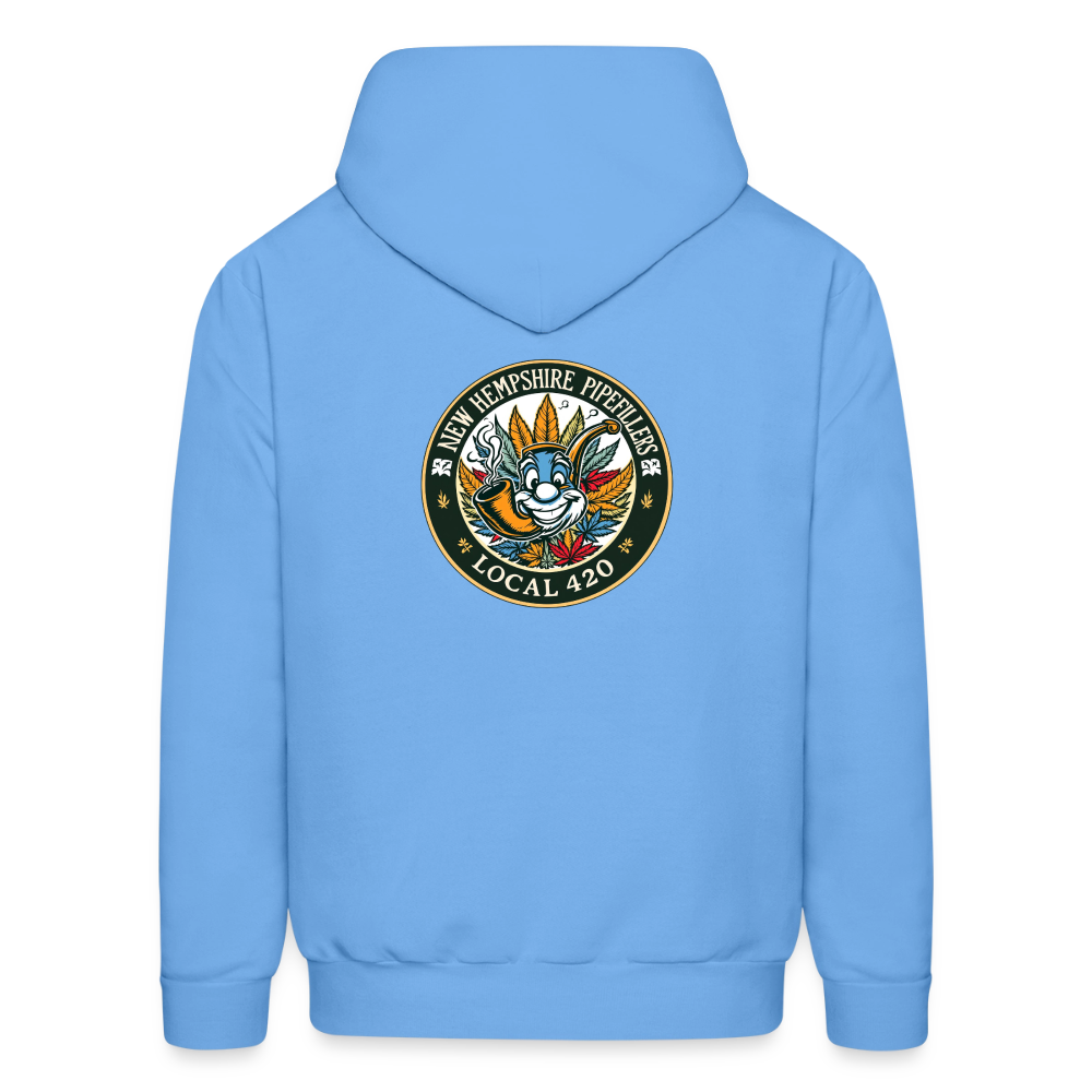 NEW HEMPSHIRE PIPEFILLERS LOCAL 420 2 EMBLEM Men's Hoodie - carolina blue