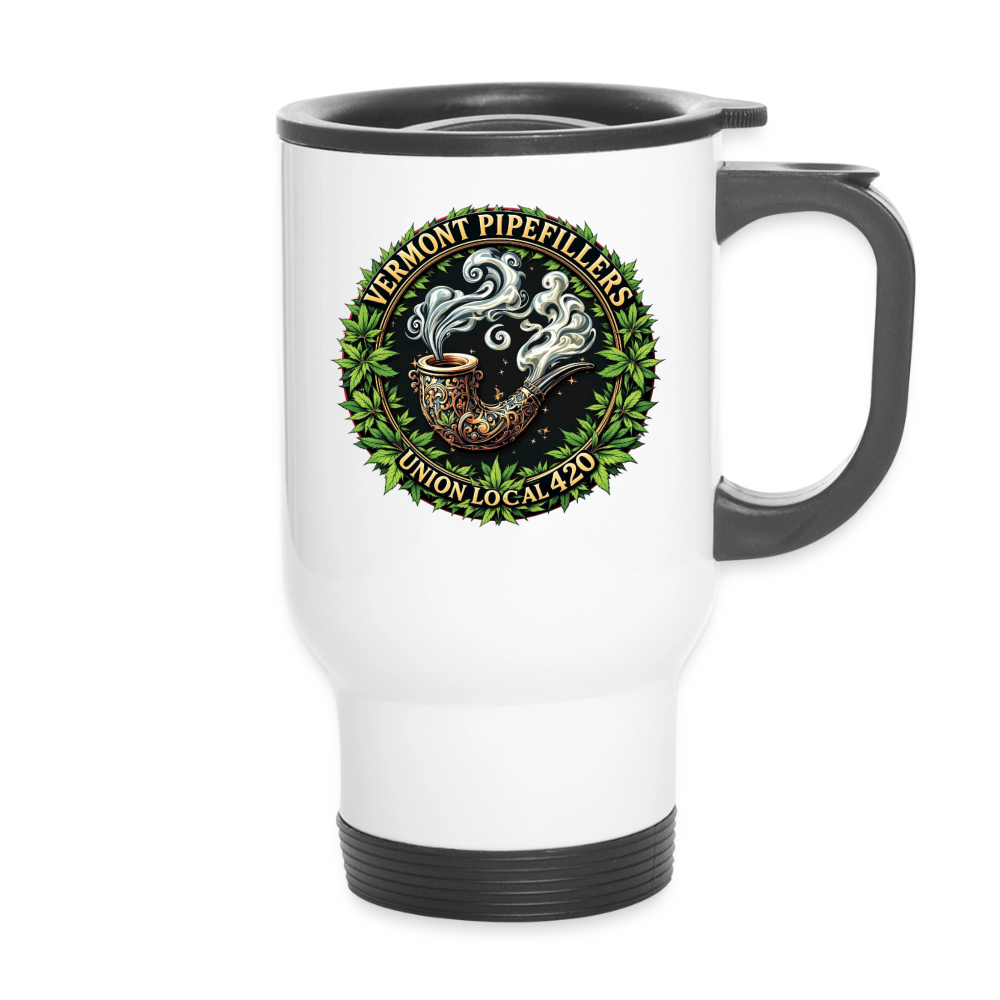VERMONT PIPEFILLERS LOCAL 420 14oz Stainless Steel Travel Mug - white