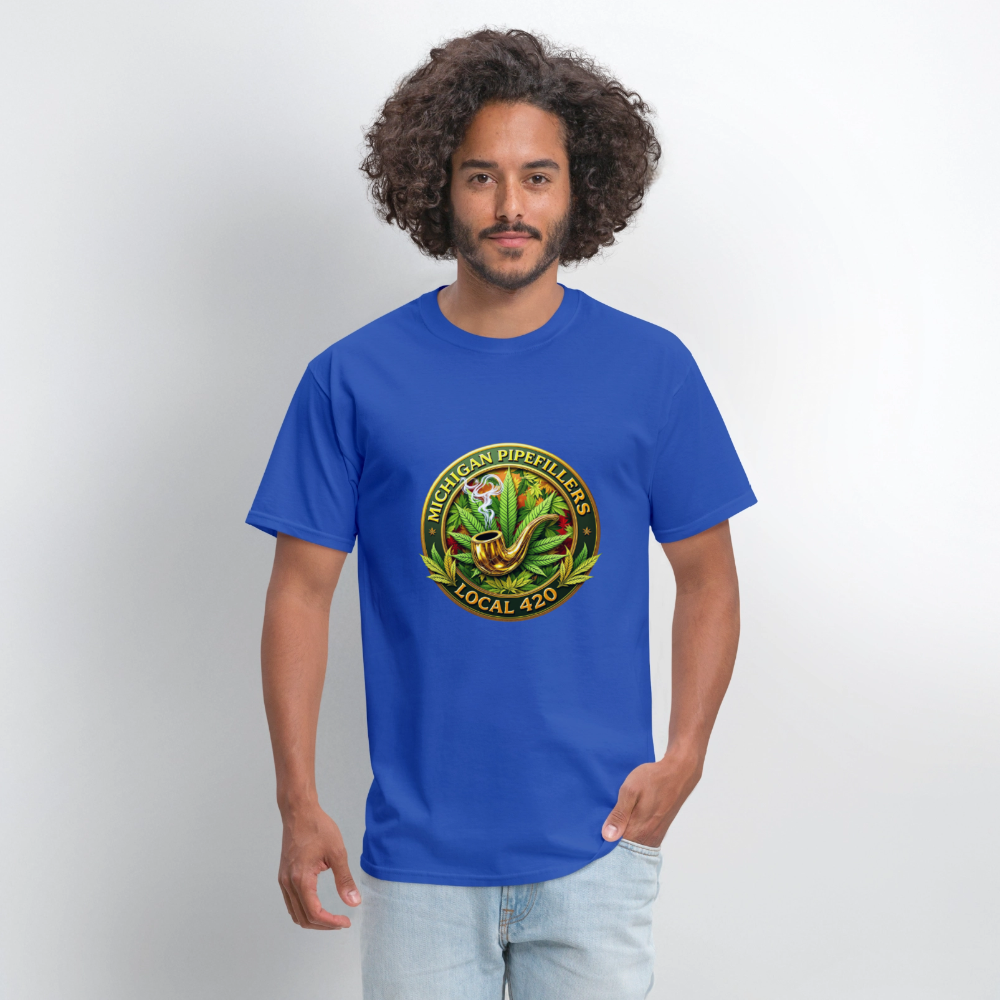 MICHIGAN PIPEFILLERS LOCAL 420 F/B DESIGN Men's T-Shirt - royal blue