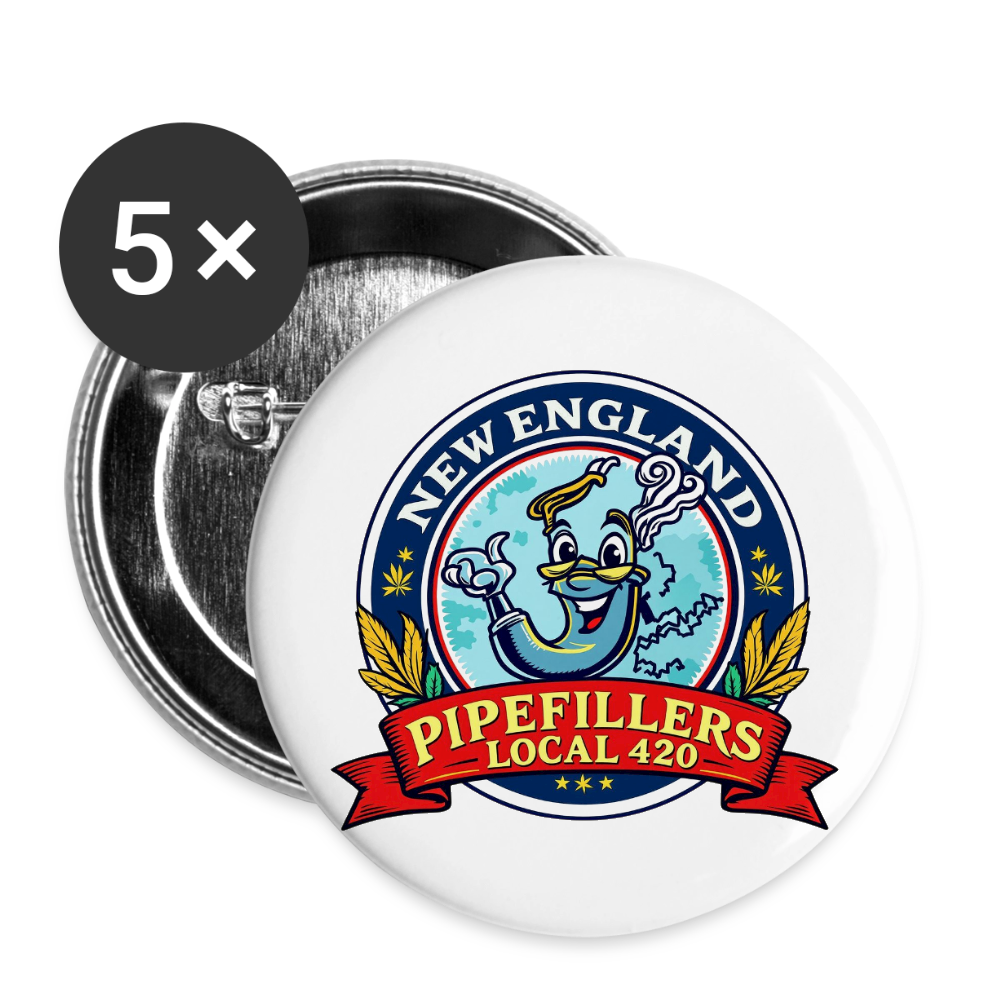 NEW ENGLAND PIPEFILLERS LOCAL 420 Union Buttons small 1'' (5-pack) - white