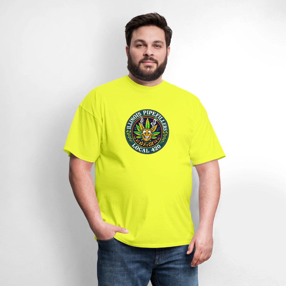 ILLINOIS PIPEFILLERS LOCAL 420 F/B DESIGN Men's T-Shirt - safety green