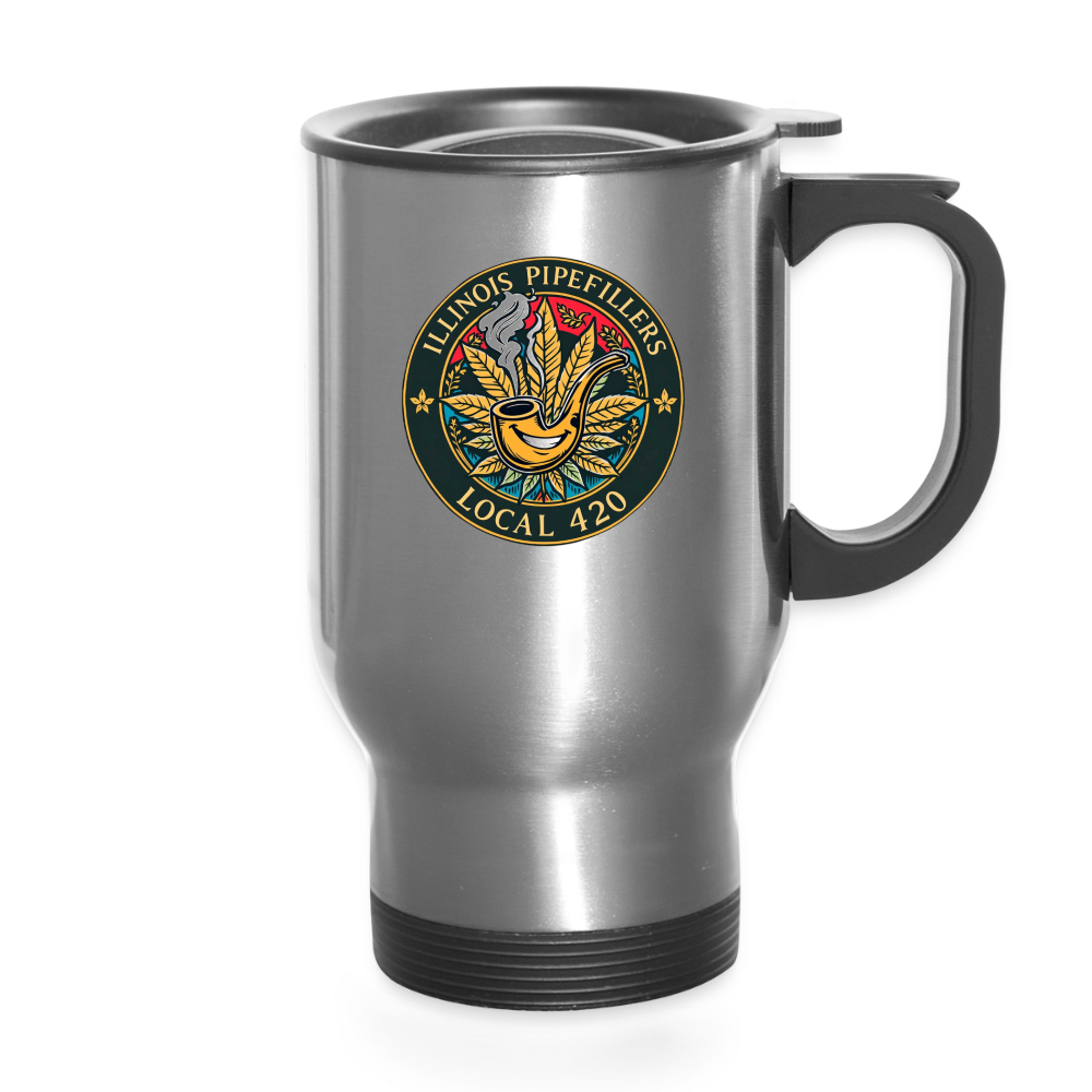 ILLINOIS PIPEFILLERS LOCAL 420 14oz Stainless Steel Travel Mug - silver