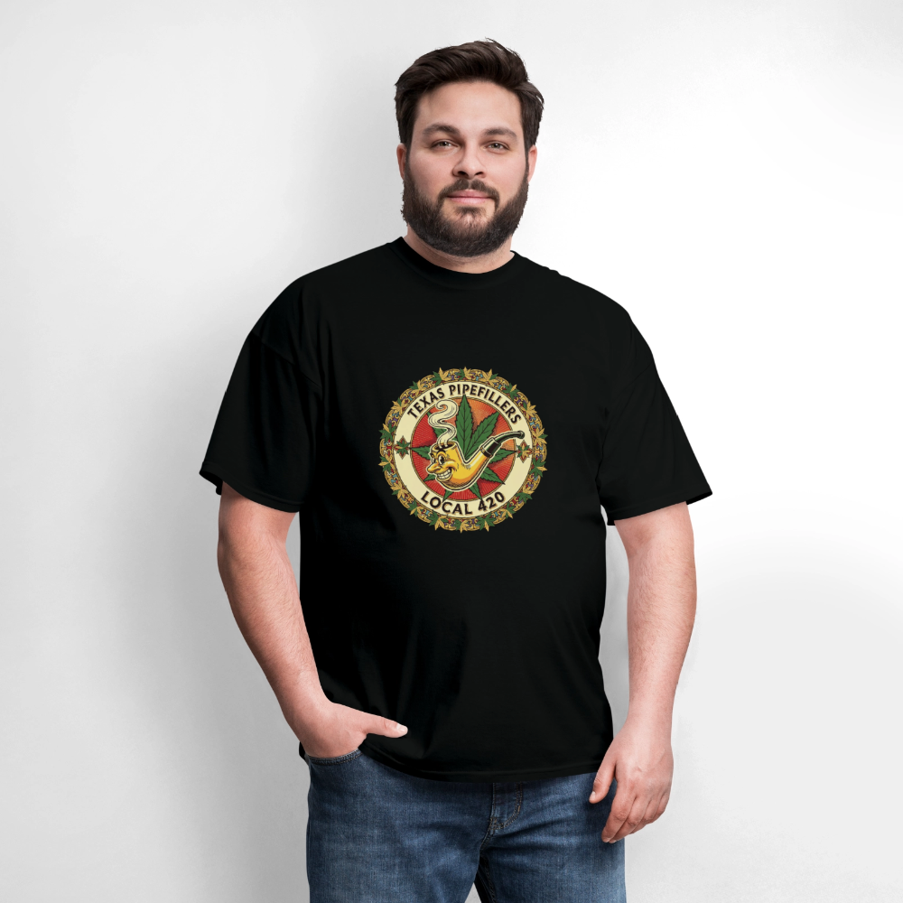 TEXAS PIPEFILLERS LOCAL 420  Men's T-Shirt - black