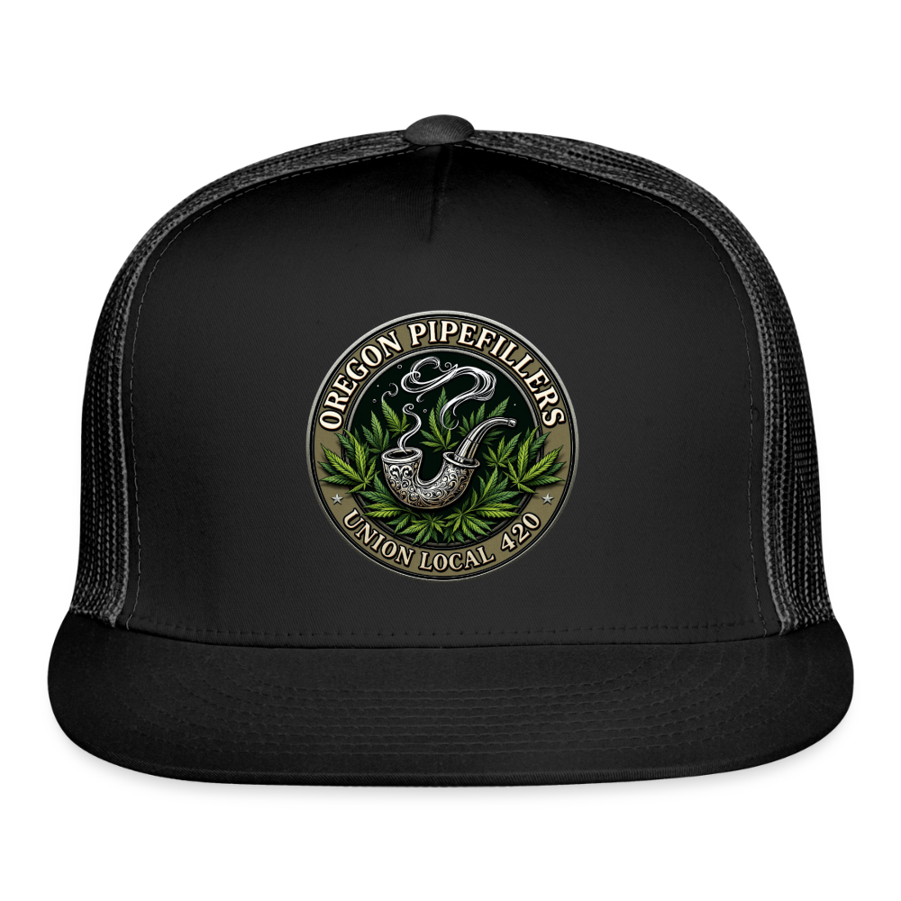 OREGON PIPEFILLERS UNION LOCAL 420 Trucker Hat - black/black