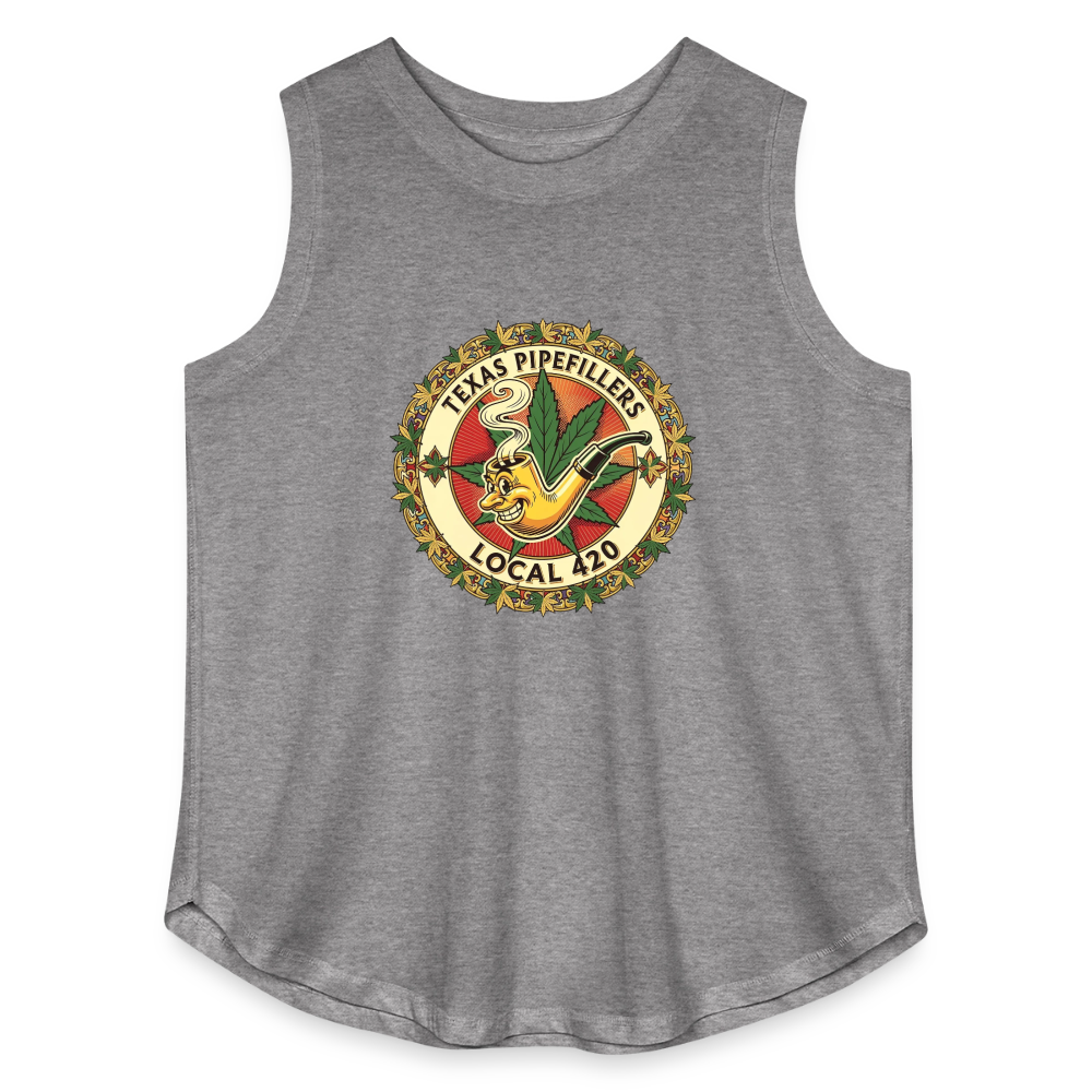 TEXAS PIPEFILLERS LOCAL 420 F/B DESIGN Women's Curvy Relaxed Tank Top - granite heather 