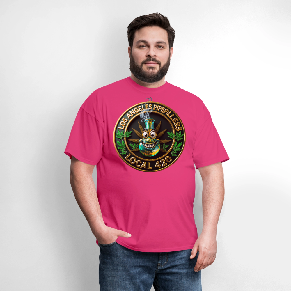 LOS ANGLES PIPEFILLERS LOCAL 420 Men's T-Shirt - fuchsia