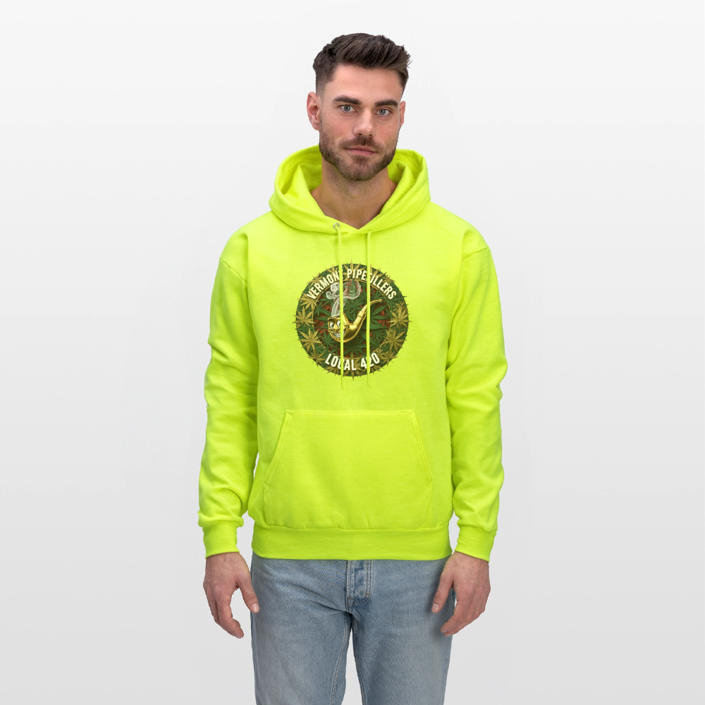 VERMONT PIPEFILLERS LOCAL 420  F/B DESIGN Men's  Hoodie - safety green