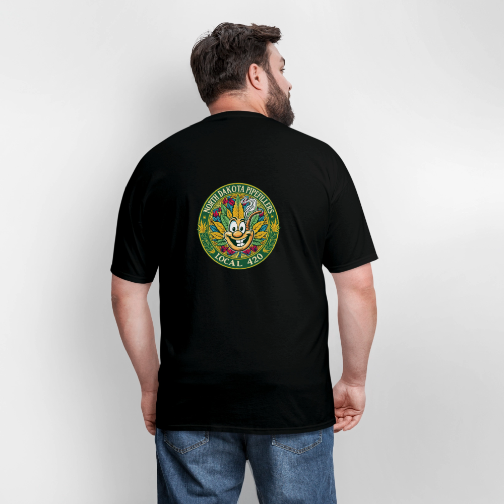 NORTH DAKOTA PIPEFILLERS LOCAL 420 F/B 2 DESIGNS Men's T-Shirt - black